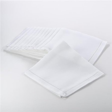 SARO LIFESTYLE SARO 6300.W22S 22 in. Square Classic Hemstitch Border Dinner Napkin  White - Set of 12 6300.W22S